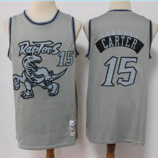 Men's Toronto Raptors #15 Vince Carter Grey Throwback Stitched Basketball Jersey
