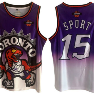 Men's Toronto Raptors #15 Vince Carter Purple White Print Basketball Jersey