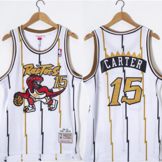 Men's Toronto Raptors #15 Vince Carter White Throwback Stitched Jersey