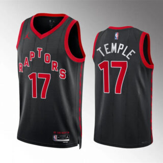 Men's Toronto Raptors #17 Garrett Temple Black Statement Edition Stitched Basketball Jersey