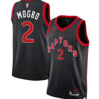 Men's Toronto Raptors #2 Jonathan Mogbo Black 2024 Draft Statement Edition Stitched Basketball Jersey