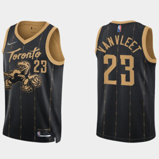 Men's Toronto Raptors #23 Fred Vanvleet 2021 22 City Edition Black 75th Anniversary Swingman Stitched Basketball Jersey