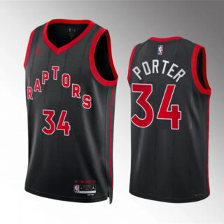 Men's Toronto Raptors #34 Jontay Porter Black Statement Edition Stitched Basketball Jersey