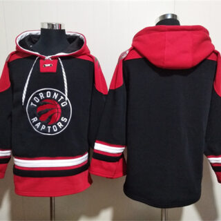 Men's Toronto Raptors Blank Black Red Lace-Up Pullover Hoodie