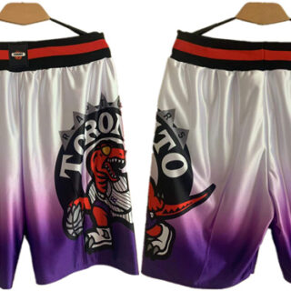 Men's Toronto Raptors White Purple Shorts (Run Small)