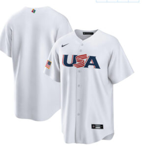 Men's USA Baseball Blank 2023 White World Baseball Classic Replica Stitched Jersey