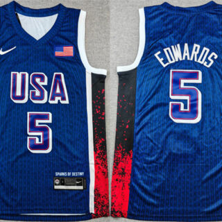 Men's USA Basketball Active Player Custom Navy 2024 Olympics Stitched Jersey