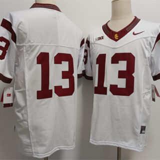 Men's USC Trojans #13 Caleb Williams 2024 F.U.S.E. No Name White Stitched Jersey