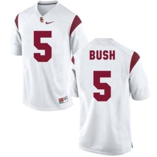 Men's USC Trojans #5 Reggie Bush White Stitched Jersey