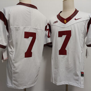 Men's USC Trojans #7 Miller Moss 2024 F.U.S.E. No Name White Stitched Jersey