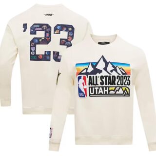 Men's Unisex Pro Standard Cream 2023 All-Star Game Chenille Fleece Pullover Sweatshirt