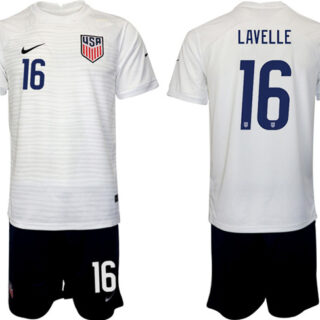 Men's United States #16 Lavelle White Home Soccer Jersey Suit