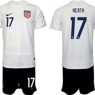 Men's United States #17 Heath White Home Soccer Jersey Suit