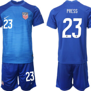 Men's United States #23 Press Blue Soccer Jersey Suit