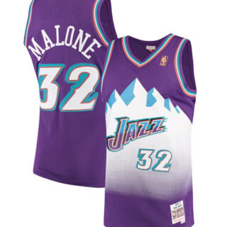 Men's Utah Jazz #32 Karl Malone Purple 1996-97 Swingman Stitched Jersey
