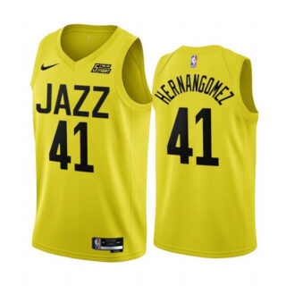 Men's Utah Jazz #41 Juancho Hernangomez 2022 23 Yellow Icon Edition Stitched Basketball Jersey