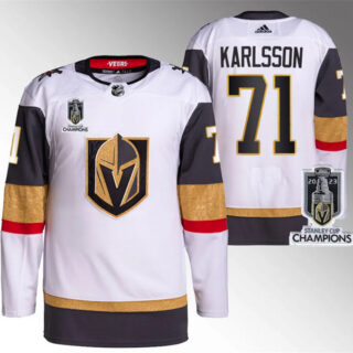 Men's Vegas Golden Knights #71 William Karlsson White 2023 Stanley Cup Champions Stitched Jersey