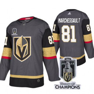 Men's Vegas Golden Knights #81 Jonathan Marchessault Gray 2023 Stanley Cup Champions Stitched Jersey