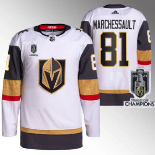 Men's Vegas Golden Knights #81 Jonathan Marchessault White 2023 Stanley Cup Champions Stitched Jersey