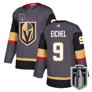 Men's Vegas Golden Knights #9 Jack Eichel Grey 2023 Stanley Cup Final Stitched Jersey