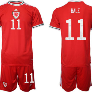 Men's Wales #11 Bale Red Home Soccer Jersey Suit