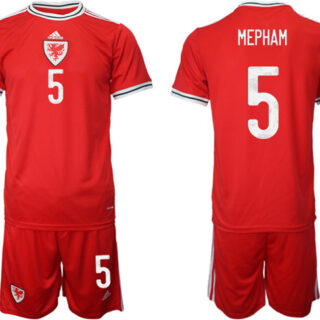 Men's Wales #5 Mepham Red Home Soccer Jersey Suit
