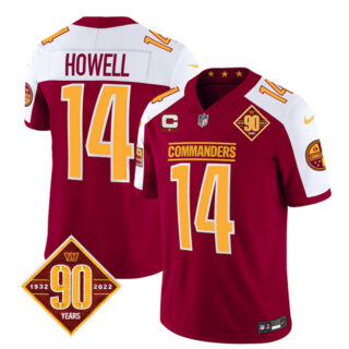 Men's Washington Commanders #14 Sam Howell Burgundy White 2023 F.U.S.E. With 1-Star C Patch 90th Anniversary Vapor Limited Stitched Football Jersey