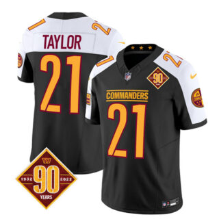 Men's Washington Commanders #21 Sean Taylor Black White 2023 F.U.S.E. 90th Anniversary Vapor Limited Stitched Football Jersey