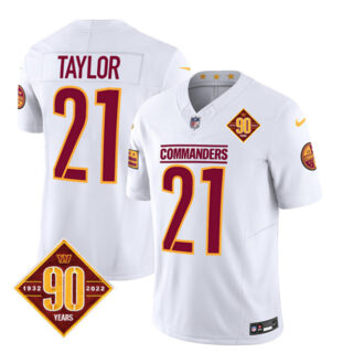 Men's Washington Commanders #21 Sean Taylor White 2023 F.U.S.E. 90th Anniversary Vapor Limited Stitched Football Jersey