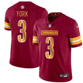 Men's Washington Commanders #3 Cade York Burgundy 2024 Vapor Limited Stitched Football Jersey