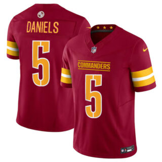 Men's Washington Commanders #5 Jayden Daniels Burgundy 2024 Draft F.U.S.E Vapor Limited Stitched Football Jersey