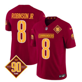 Men's Washington Commanders #8 Brian Robinson Burgundy 2023 F.U.S.E. 90th Anniversary Vapor Limited Stitched Football Jersey