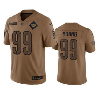 Men's Washington Commanders #99 Chase Young 2023 Brown Salute To Service Limited Stitched Football Jersey