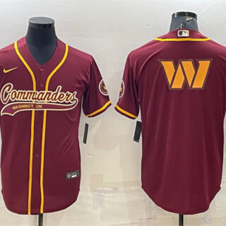 Men's Washington Commanders Burgundy Team Big Logo With Patch Cool Base Stitched Baseball Jersey