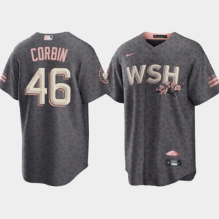 Men's Washington Nationals #46 Patrick Corbin 2022 Grey City Connect Cherry Blossom Cool Base Stitched Jersey