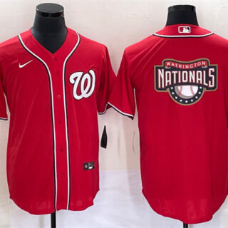 Men's Washington Nationals Red Big Logo In Back Stitched Baseball Jersey