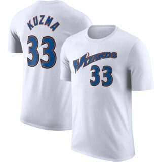 Men's Washington Wizards #33 Kyle Kuzma White 2022 23 Classic Edition Name & Number T-Shirt