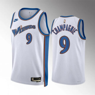 Men's Washington Wizards #9 Justin Champagnie White Classic Edition Stitched Basketball Jersey