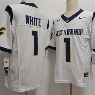 Men's West Virginia Mountaineers #1 Jahiem White White F.U.S.E. Stitched Jersey