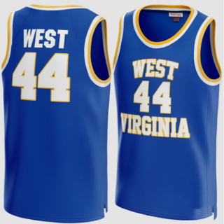 Men's West Virginia Mountaineers #44 Jerry West Blue Stitched Jersey