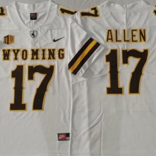 Men's Wyoming Cowboys #17 Josh Allen White Stitched College Football Jersey