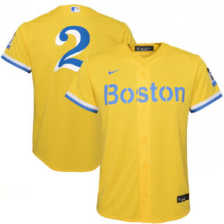Men Boston Red Sox Xander Bogaerts Nike Gold Light Blue 2021 City Connect Player Jersey