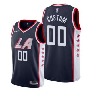 Men's Los Angeles Clippers Custom City Navy Jersey Stitched