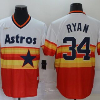 Men Houston Astros 34 Ryan Orange Game 2021 Nike MLB Jersey