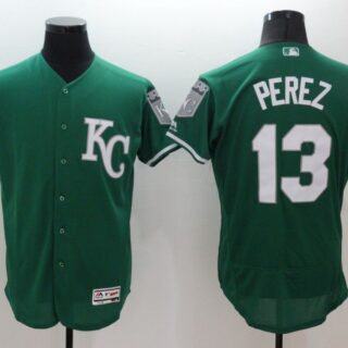 Men Kansas City Royals 13 Perez Green Elite 2021 MLB Jerseys