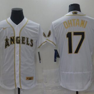 Men Los Angeles Angels 17 Ohtani White Elite 2021 Nike MLB Jersey