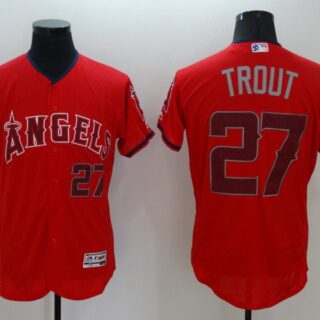 Men Los Angeles Angels 27 Trout Red Elite 2021 MLB Jersey