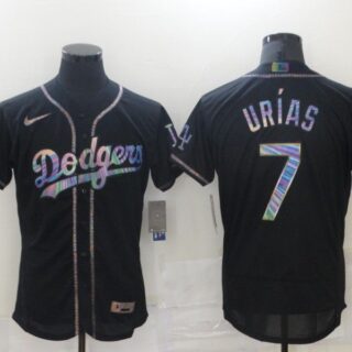 Men Los Angeles Dodgers 7 Urias Black Colorful Edition Elite 2021 Nike MLB Jersey