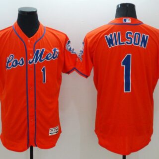 Men New York Mets 1 Wilson Orange Elite 2021 MLB Jerseys