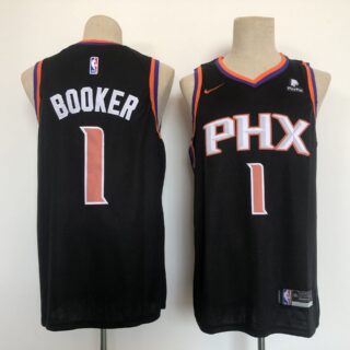 Men Phoenix Suns 1 Booker Black Game Nike 2021 NBA Jersey